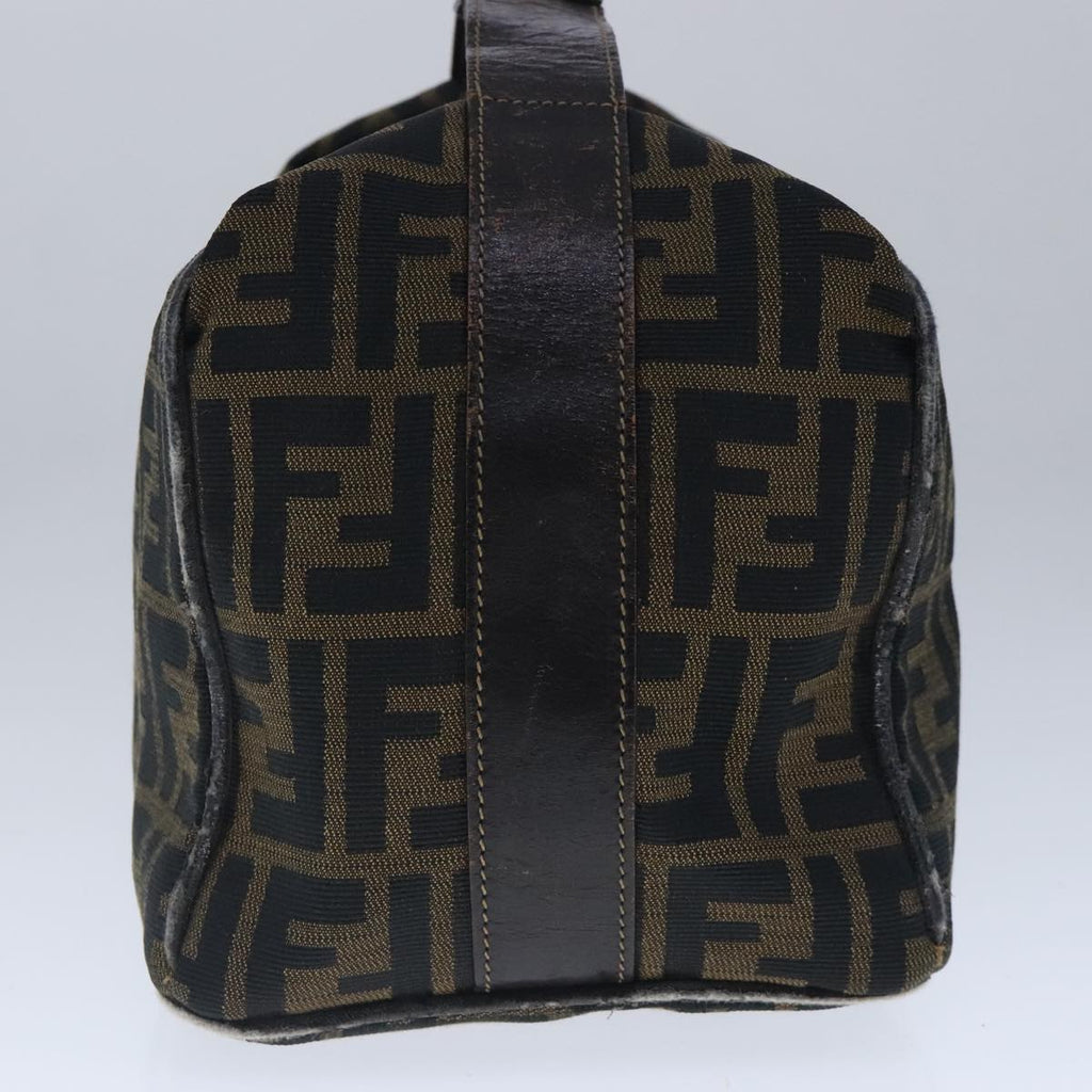 FENDI Zucca Canvas Vanity Hand Bag Brown Black Gold 103857