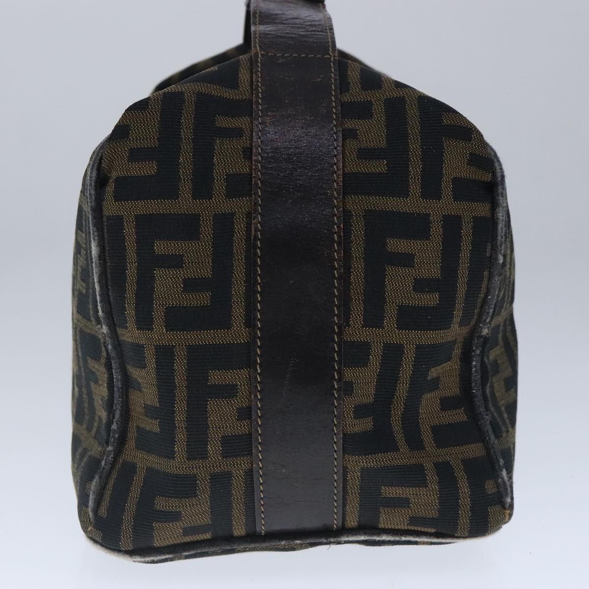 FENDI Zucca Canvas Vanity Hand Bag Brown Black Gold 103857