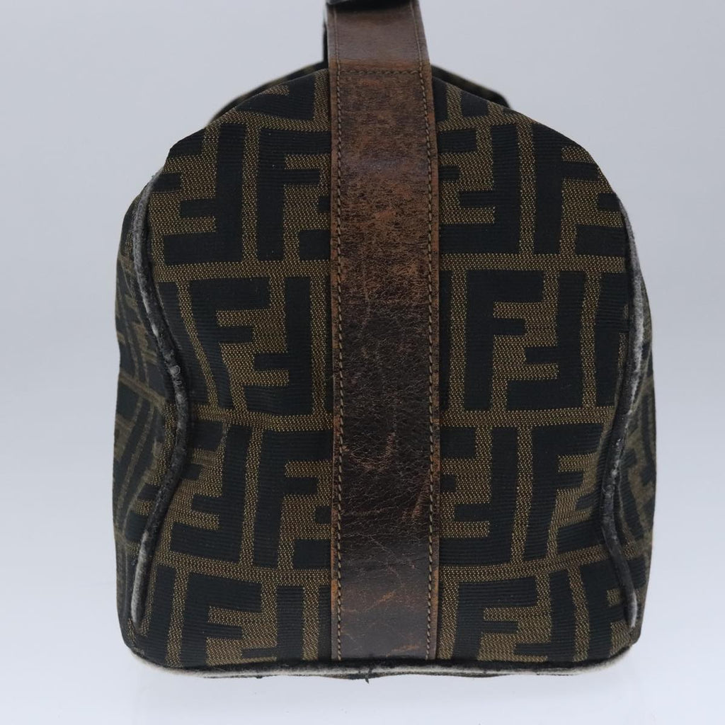 FENDI Zucca Canvas Vanity Hand Bag Brown Black Gold 103857