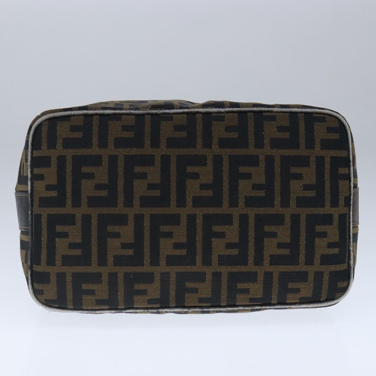 FENDI Zucca Canvas Vanity Hand Bag Brown Black Gold 103857