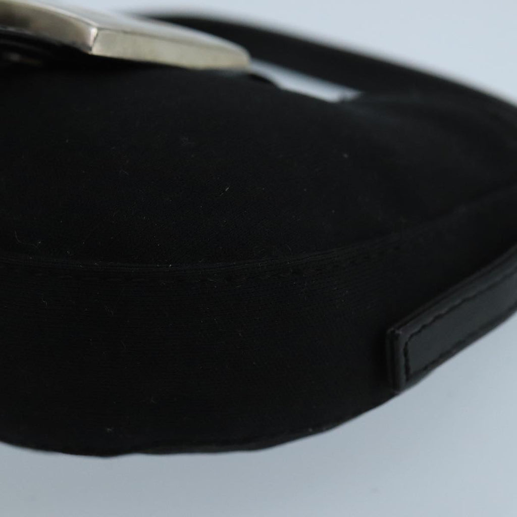FENDI Mini Croissant Hand Bag Nylon Black Silver 103892