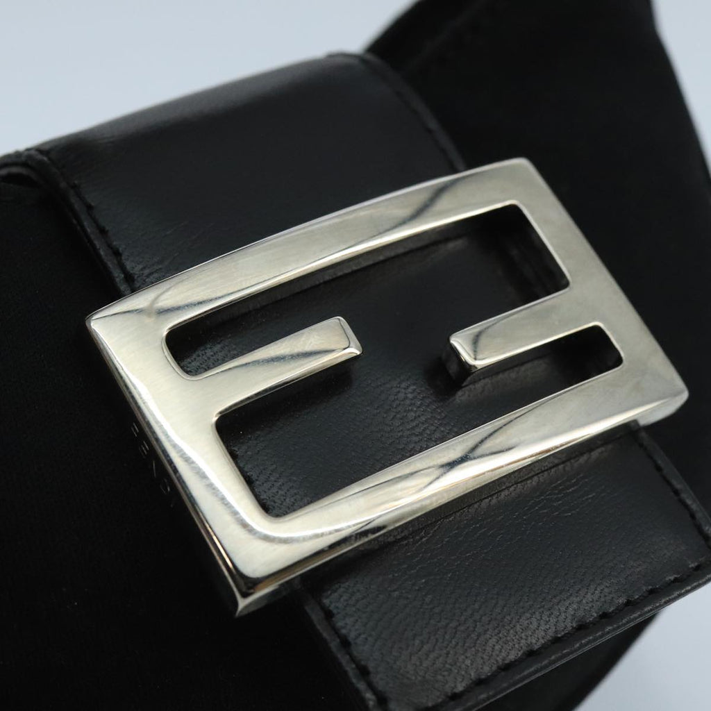 FENDI Mini Croissant Hand Bag Nylon Black Silver 103892