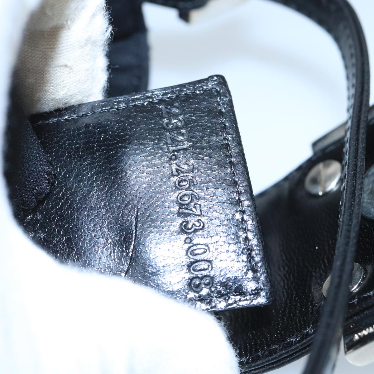 FENDI Mini Croissant Hand Bag Nylon Black Silver 103892