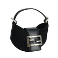 FENDI Mini Croissant Hand Bag Nylon Black Silver 103892