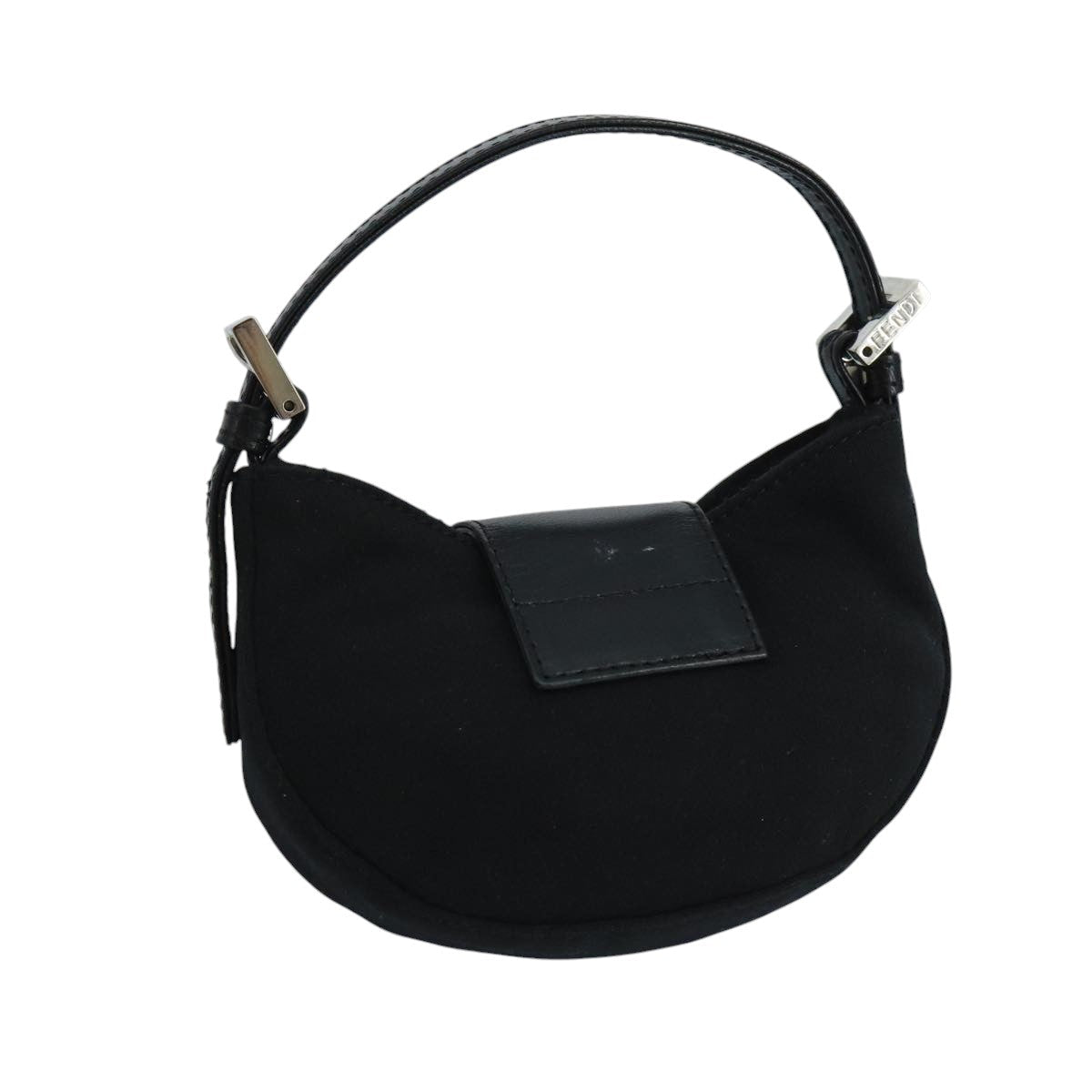 FENDI Mini Croissant Hand Bag Nylon Black Silver 103892