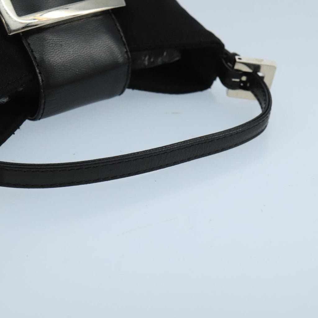 FENDI Mini Croissant Hand Bag Nylon Black Silver 103892