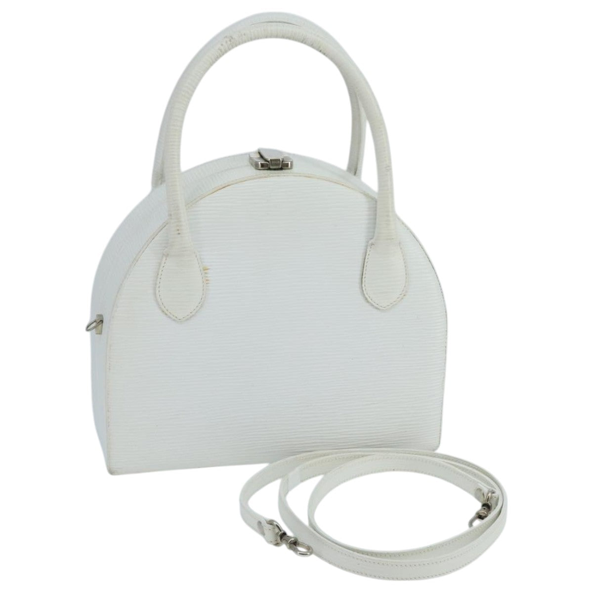 FENDI Hand Bag Leather 2way White 103997