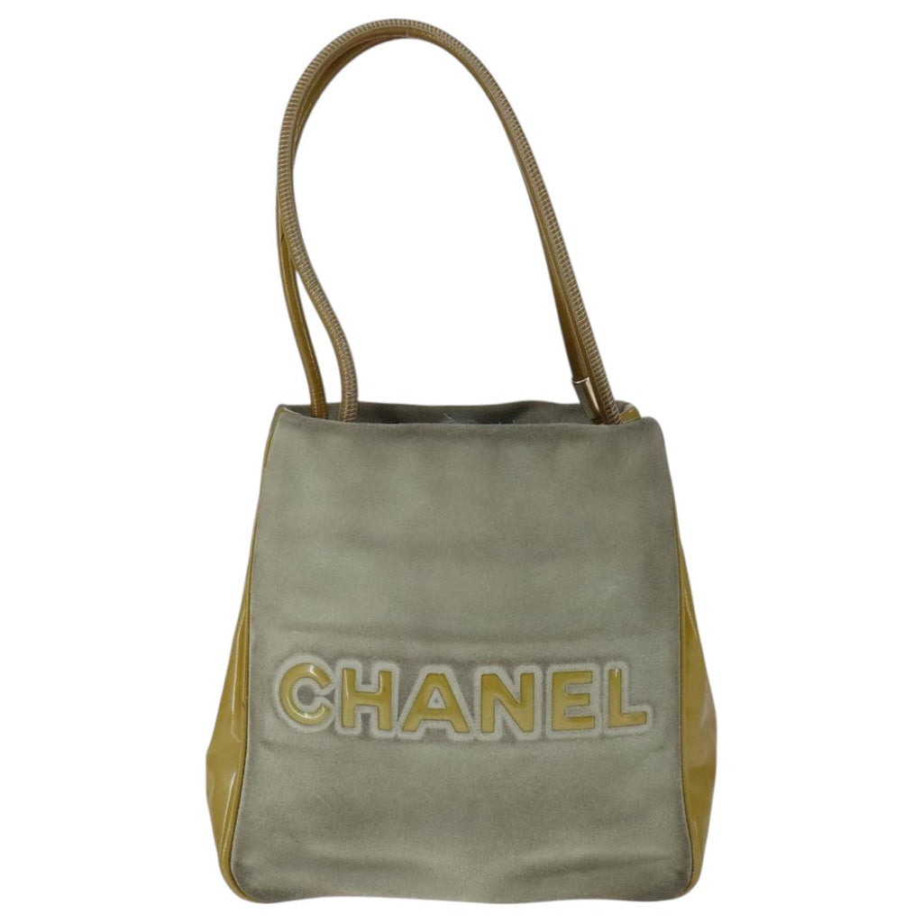 CHANEL Camelia Shoulder Bag Suede Yellow CC 104012