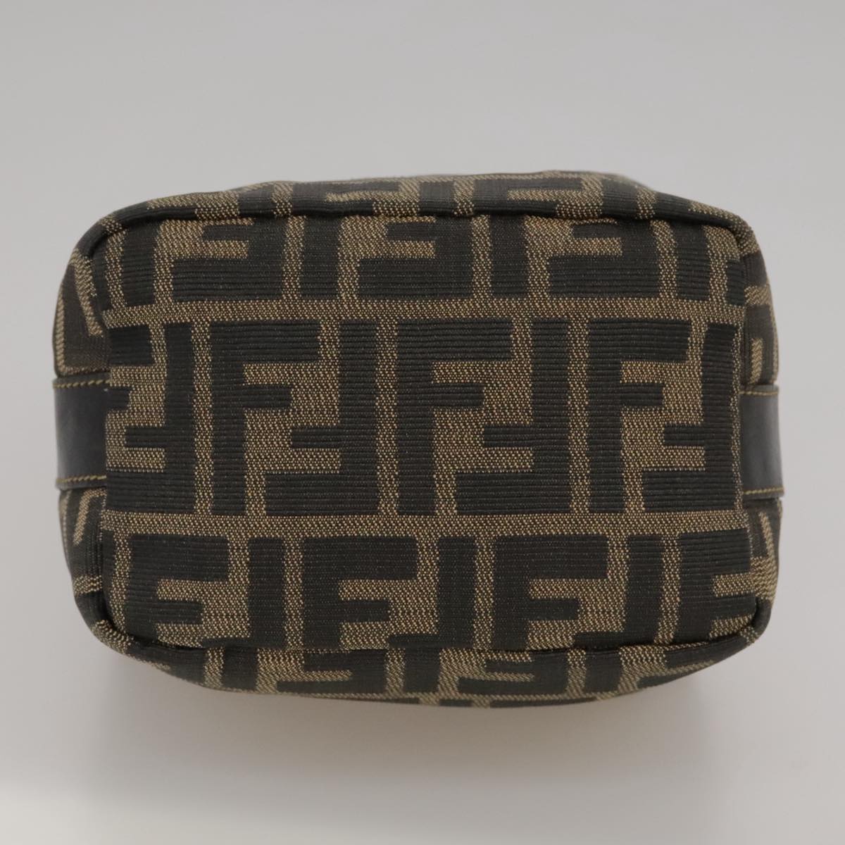 FENDI Zucca Canvas Vanity Pouch Brown Black Gold 104142
