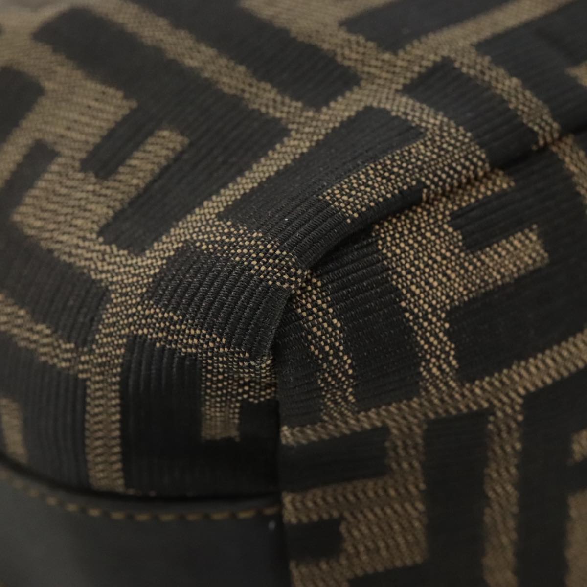 FENDI Zucca Canvas Vanity Pouch Brown Black Gold 104142