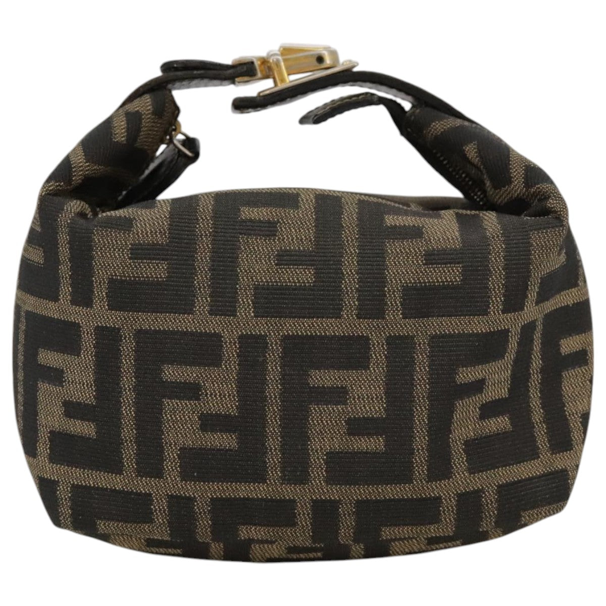 FENDI Zucca Canvas Vanity Pouch Brown Black Gold 104142