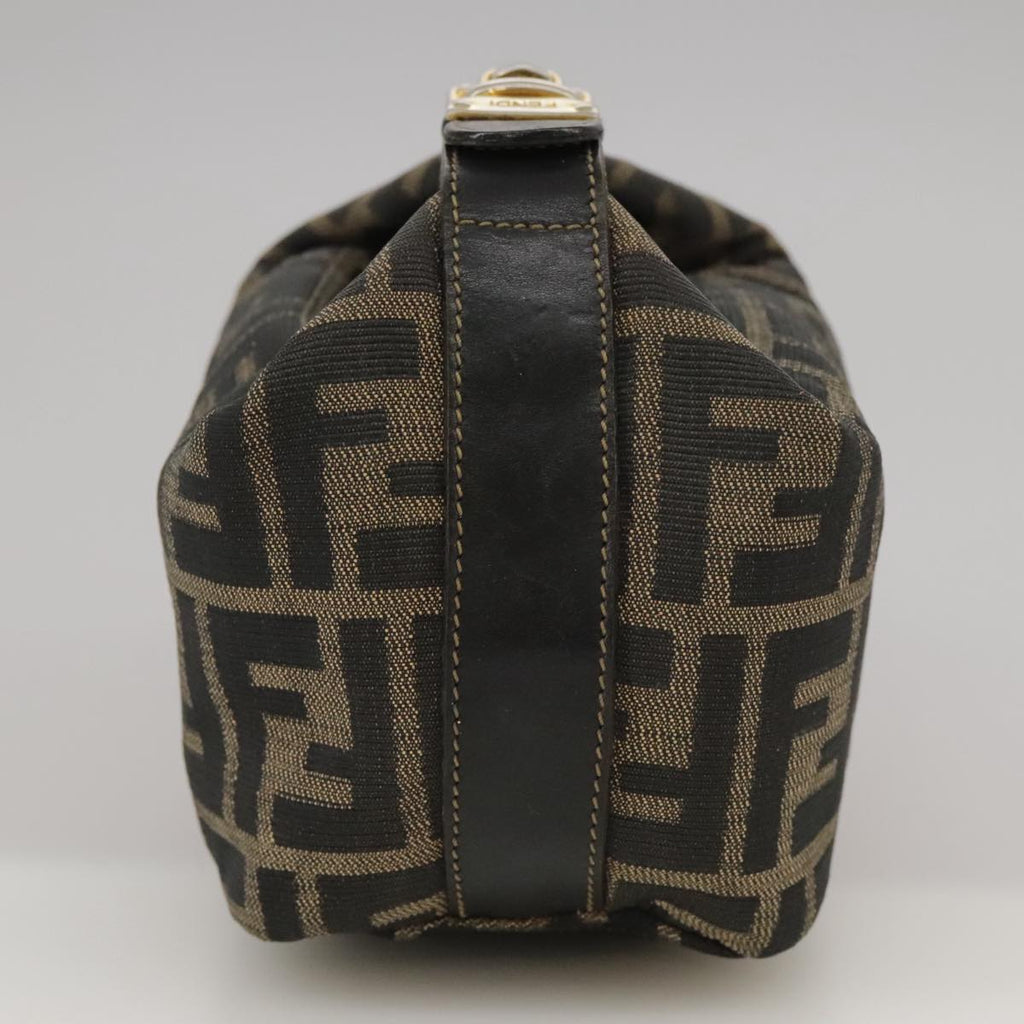 FENDI Zucca Canvas Vanity Pouch Brown Black Gold 104142