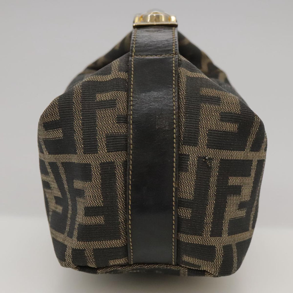 FENDI Zucca Canvas Vanity Pouch Brown Black Gold 104142