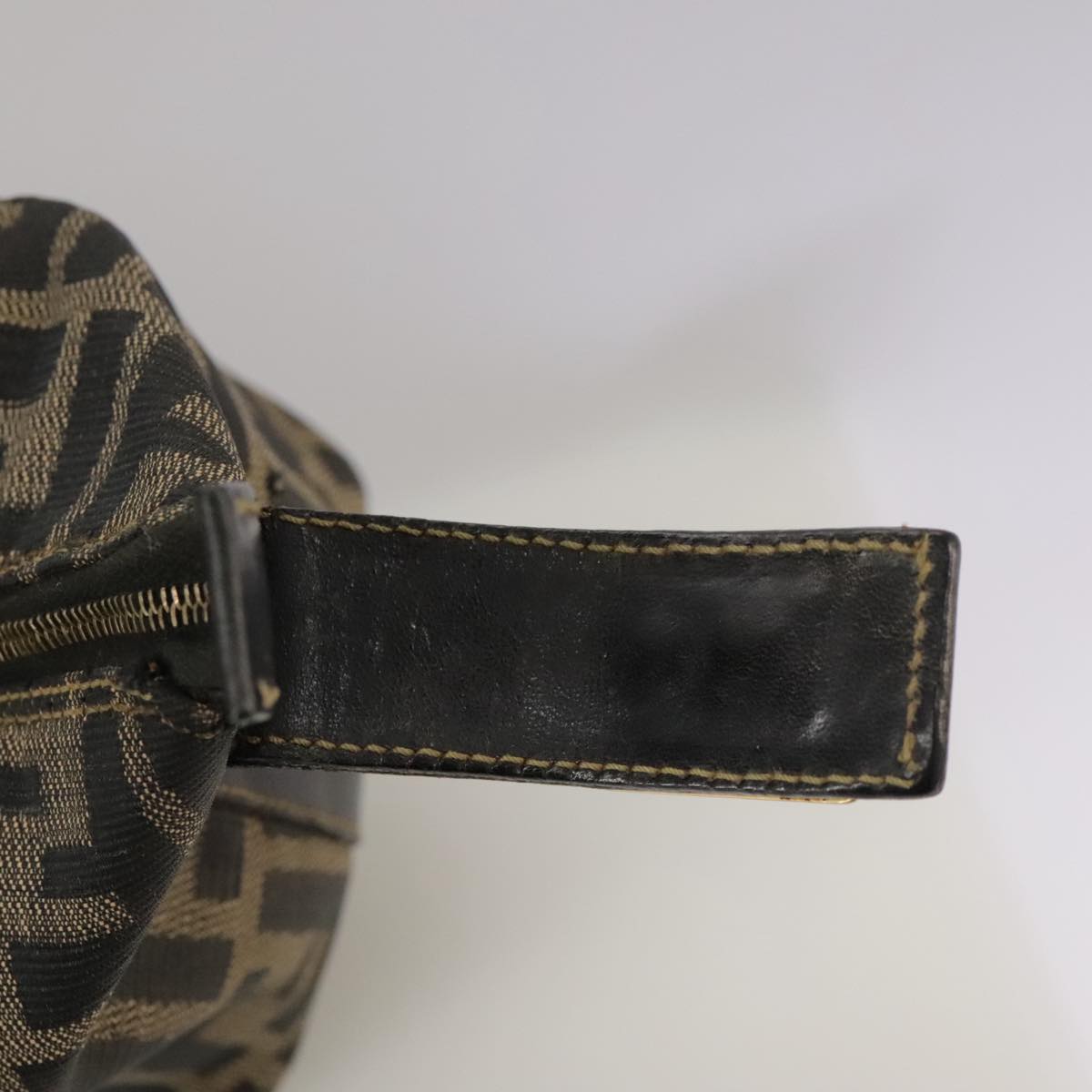 FENDI Zucca Canvas Vanity Pouch Brown Black Gold 104142