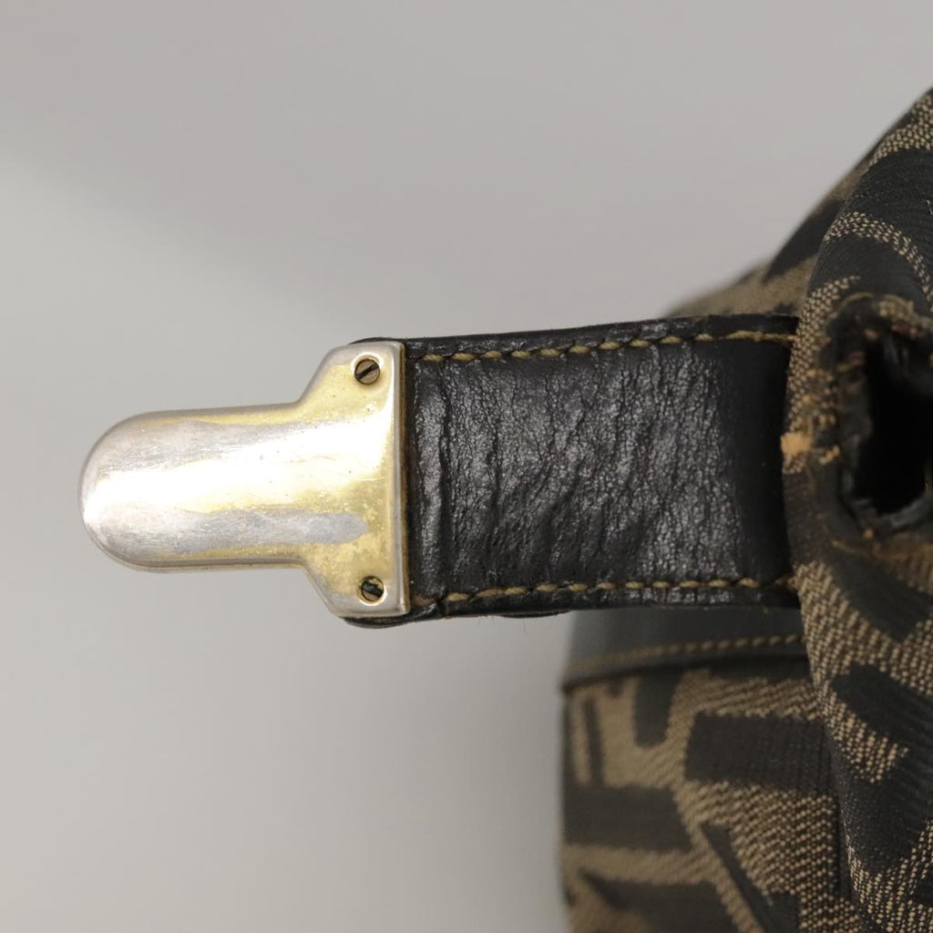 FENDI Zucca Canvas Vanity Pouch Brown Black Gold 104142