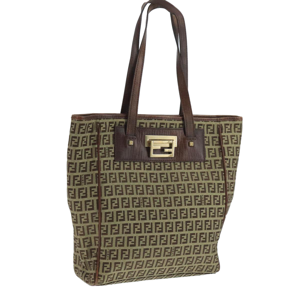 FENDI Zucchino Canvas Tote Bag Beige 104183
