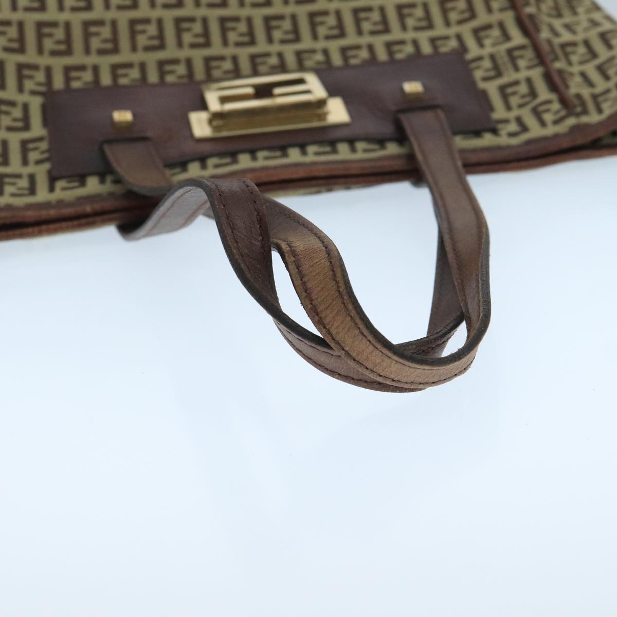 FENDI Zucchino Canvas Tote Bag Beige 104183