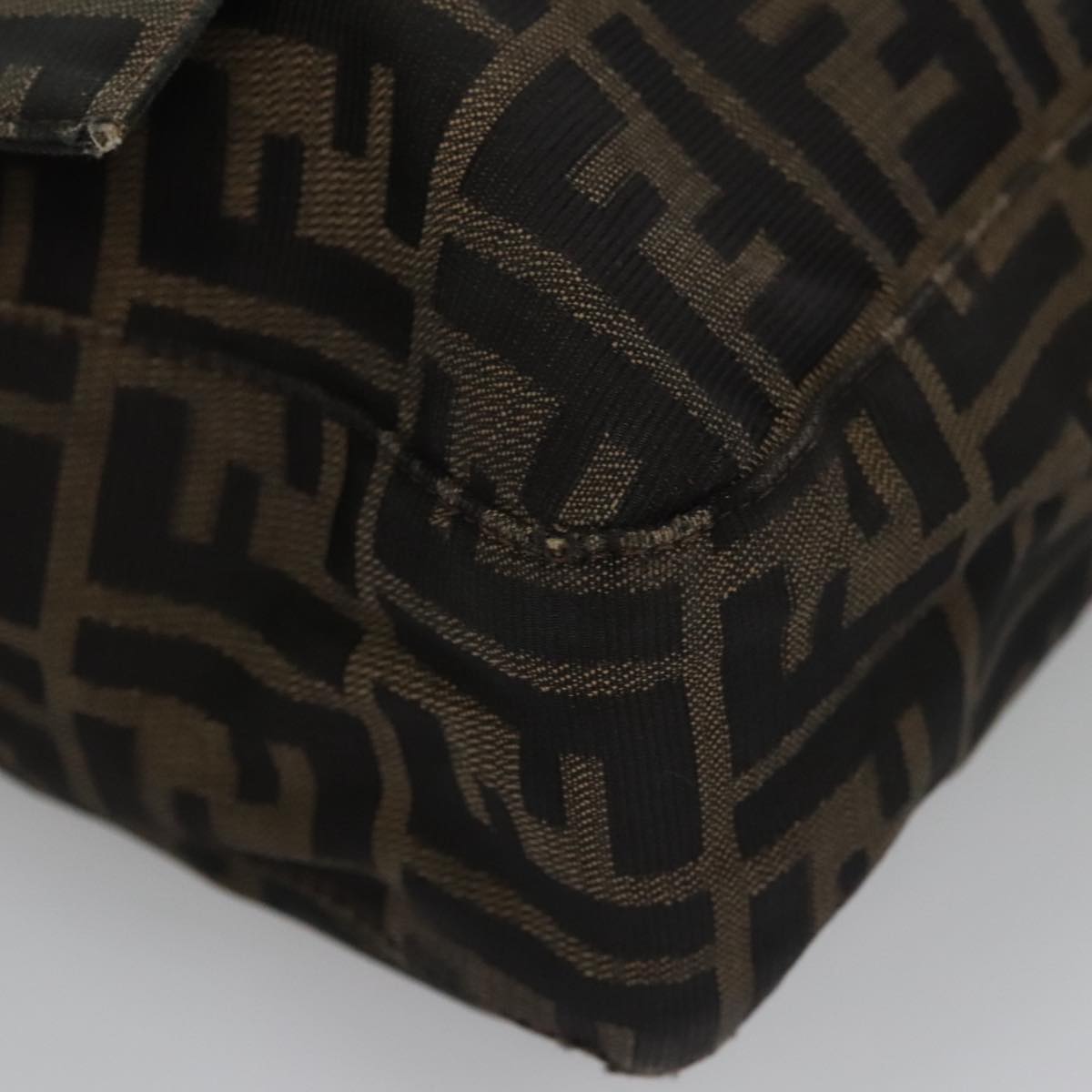 FENDI Zucca Canvas Mamma Baguette Shoulder Bag Brown Black Silver 104241
