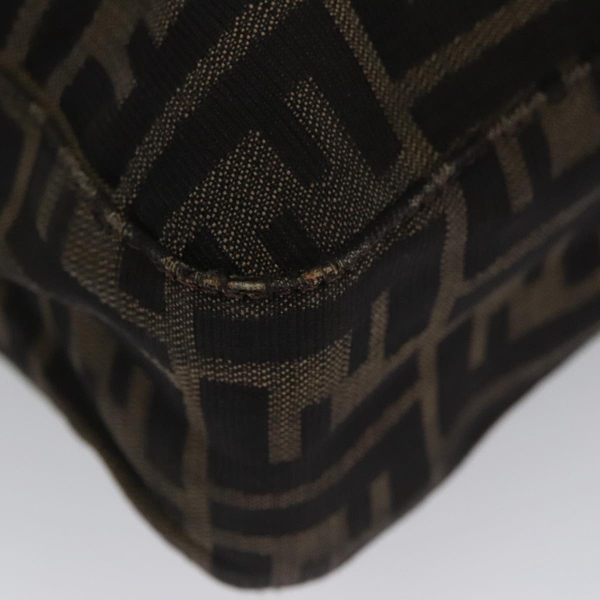 FENDI Zucca Canvas Mamma Baguette Shoulder Bag Brown Black Silver 104241