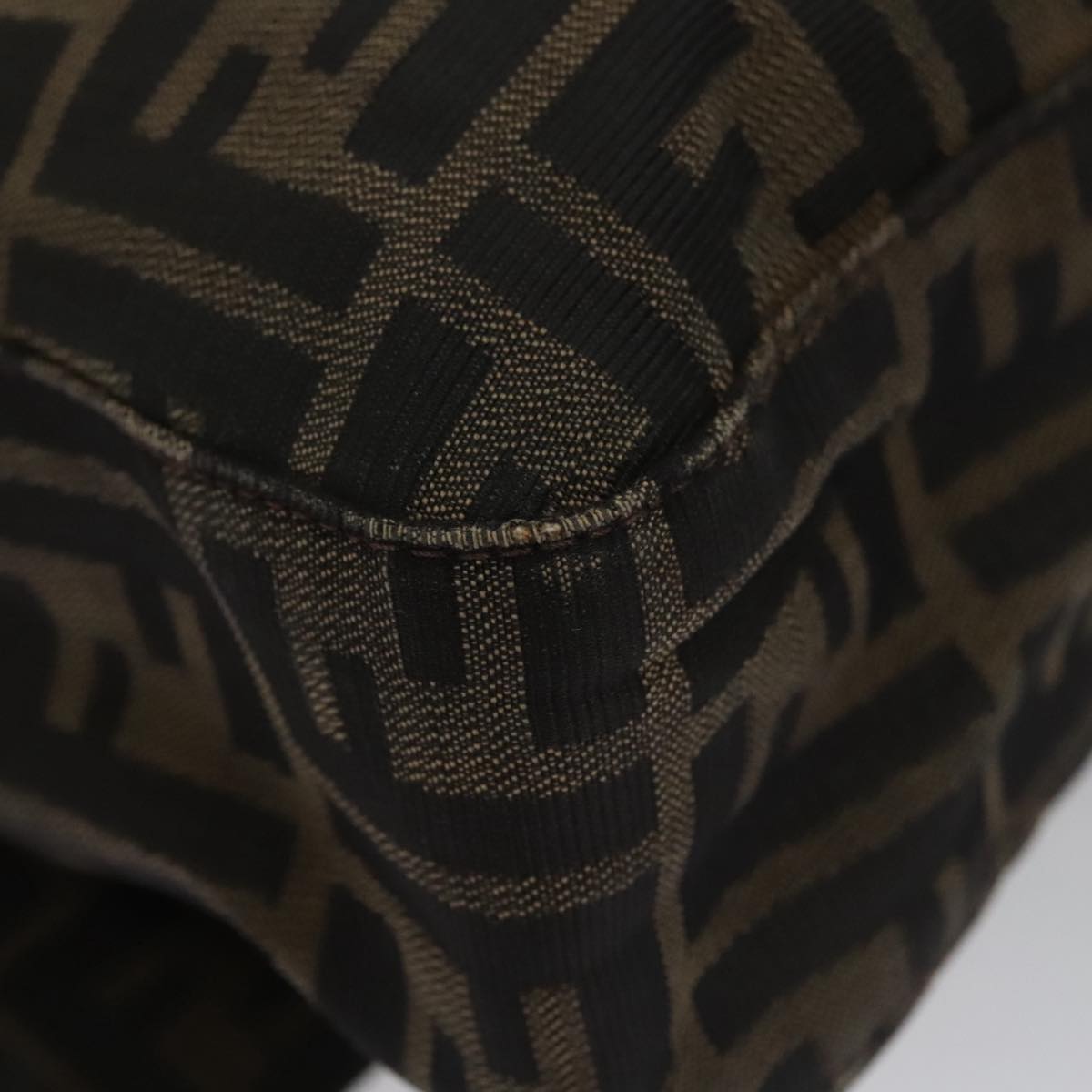 FENDI Zucca Canvas Mamma Baguette Shoulder Bag Brown Black Silver 104241