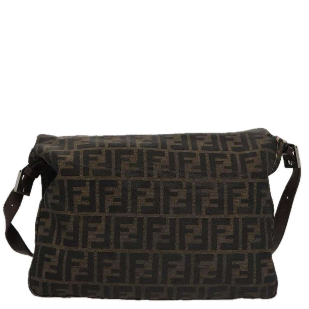 FENDI Zucca Canvas Mamma Baguette Shoulder Bag Brown Black Silver 104241