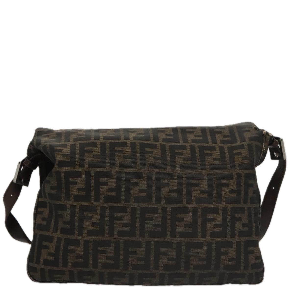 FENDI Zucca Canvas Mamma Baguette Shoulder Bag Brown Black Silver 104241