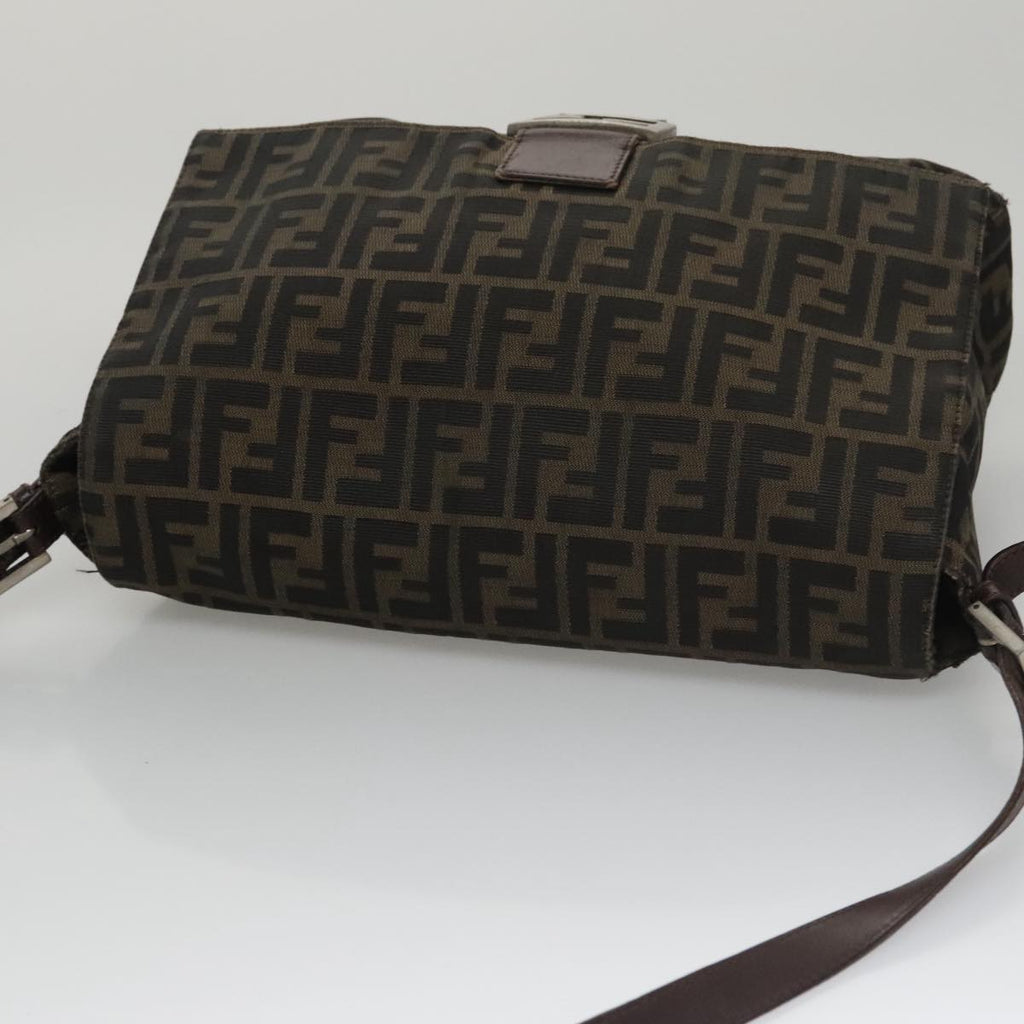 FENDI Zucca Canvas Mamma Baguette Shoulder Bag Brown Black Silver 104241
