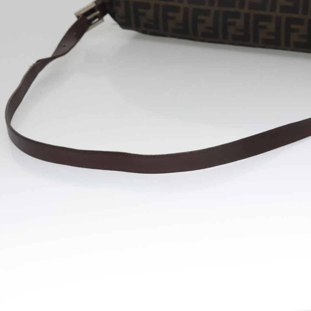 FENDI Zucca Canvas Mamma Baguette Shoulder Bag Brown Black Silver 104241