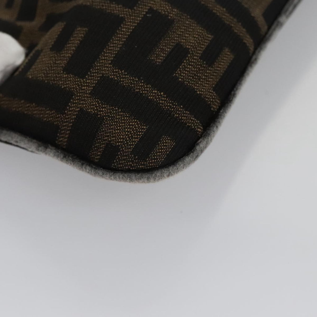 FENDI Zucca Canvas Shoulder Bag Brown Black 104253