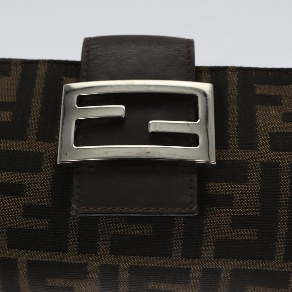 FENDI Zucca Canvas Shoulder Bag Brown Black 104253