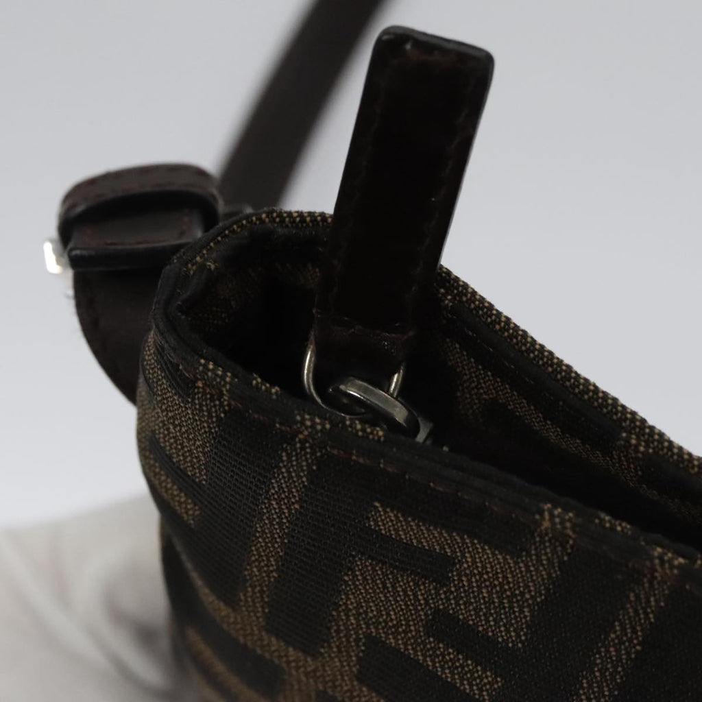 FENDI Zucca Canvas Shoulder Bag Brown Black 104253