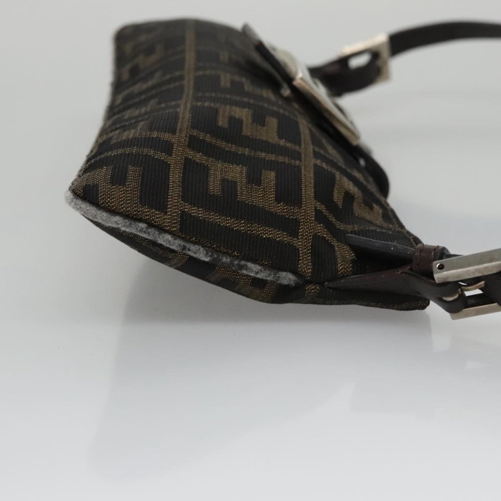 FENDI Zucca Canvas Shoulder Bag Brown Black 104253