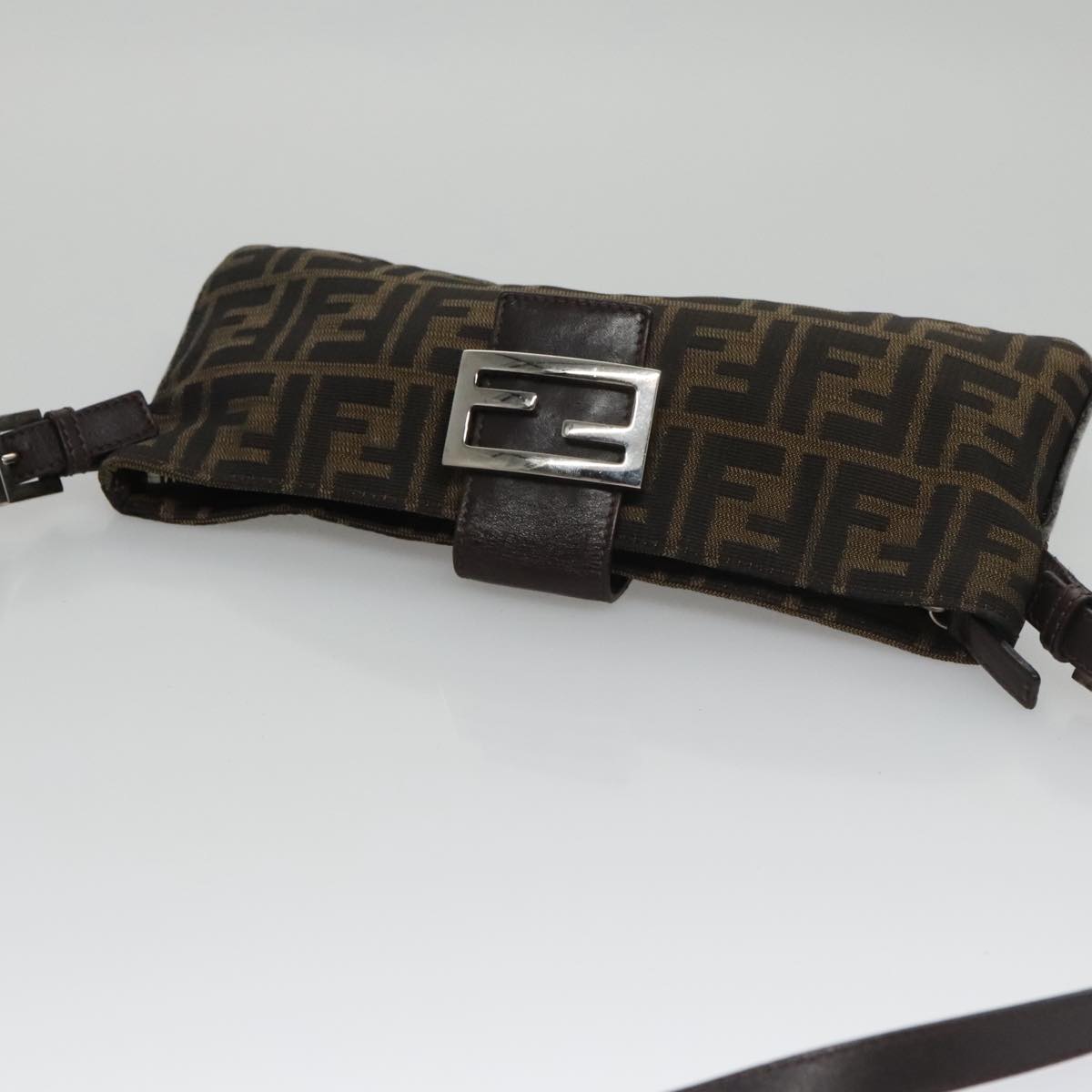FENDI Zucca Canvas Shoulder Bag Brown Black 104253