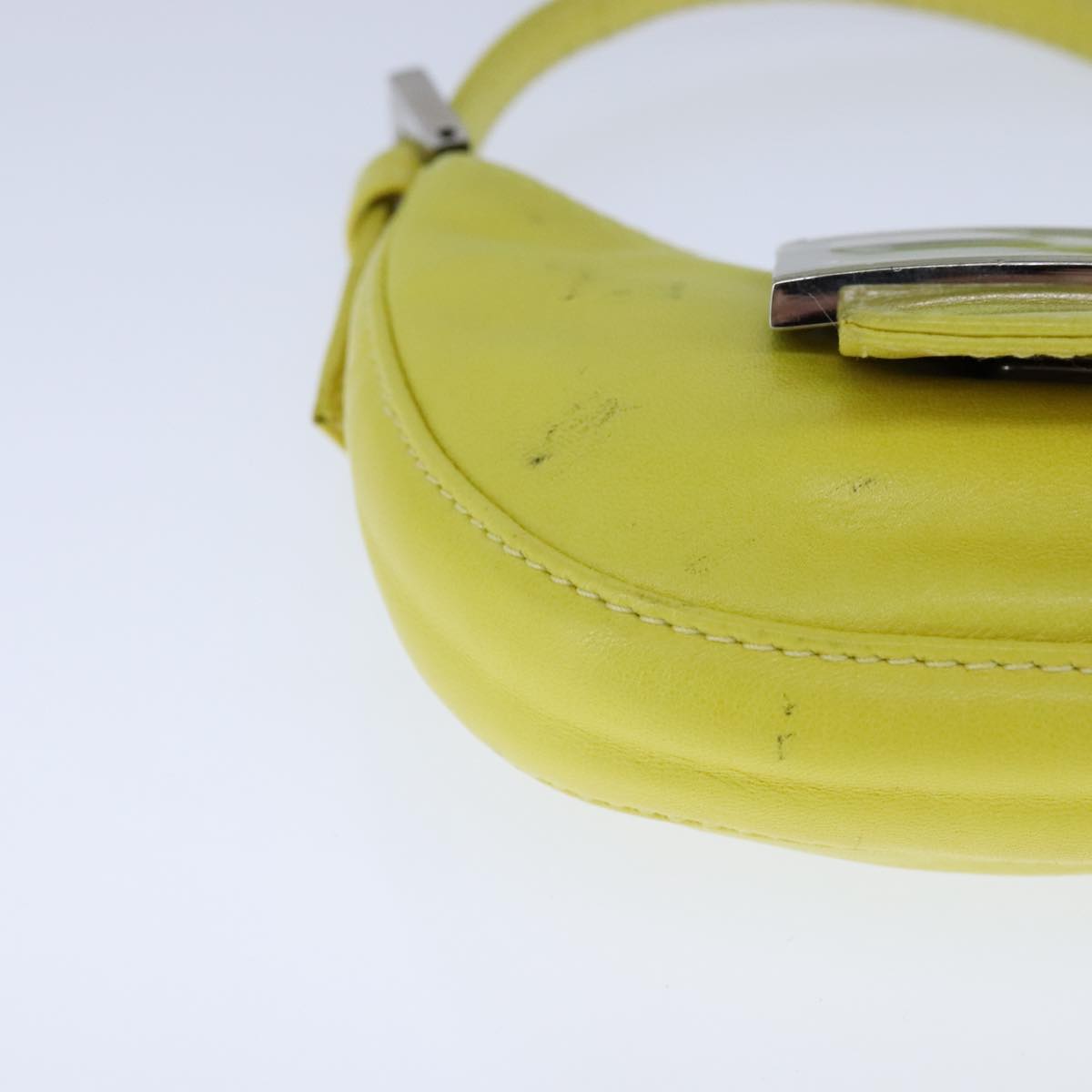 FENDI Mini Croissant Hand Bag Leather Yellow 104272