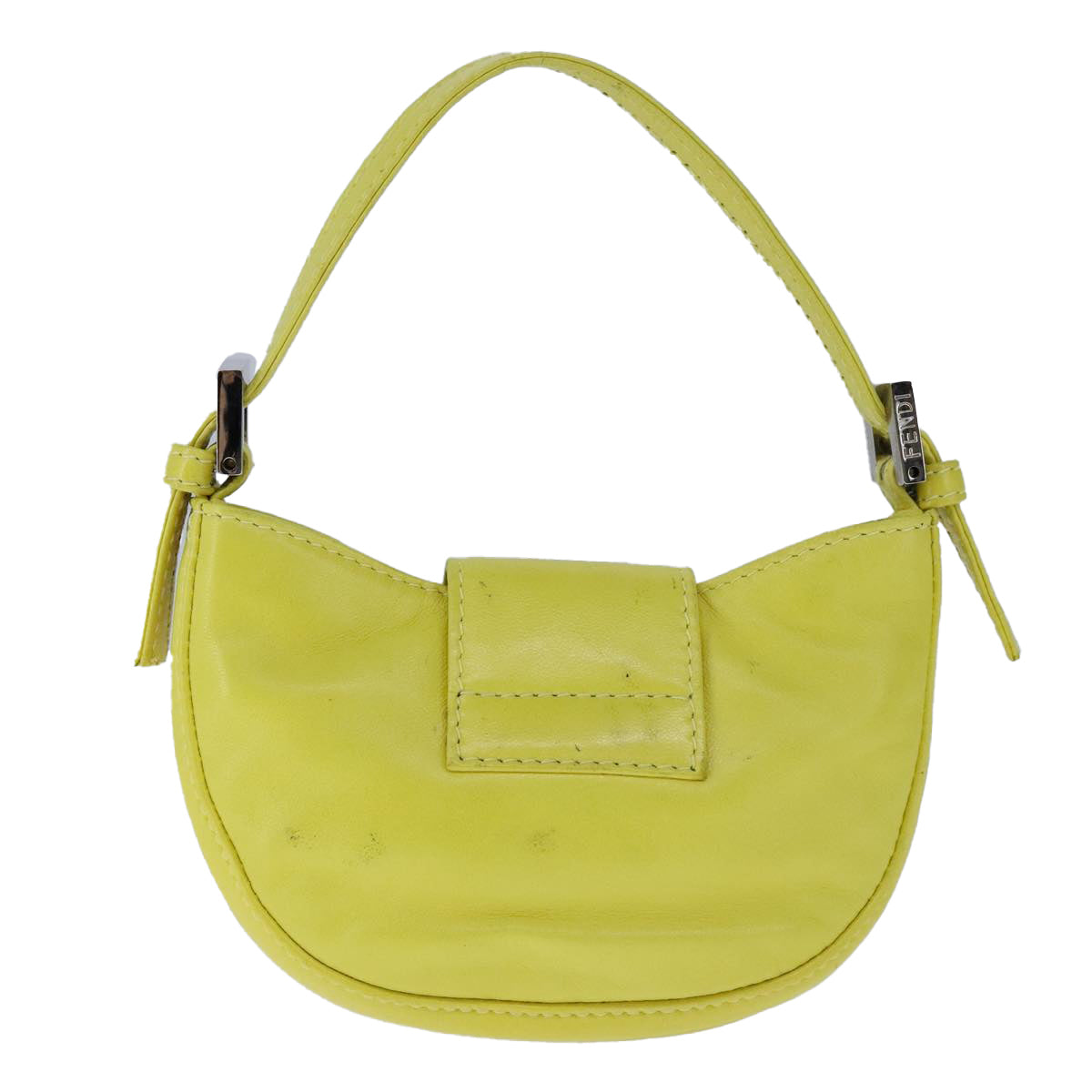 FENDI Mini Croissant Hand Bag Leather Yellow 104272