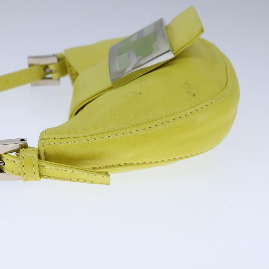 FENDI Mini Croissant Hand Bag Leather Yellow 104272