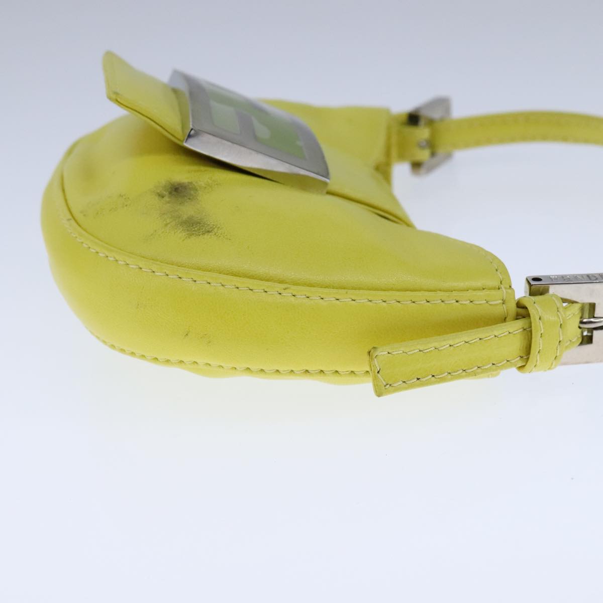 FENDI Mini Croissant Hand Bag Leather Yellow 104272