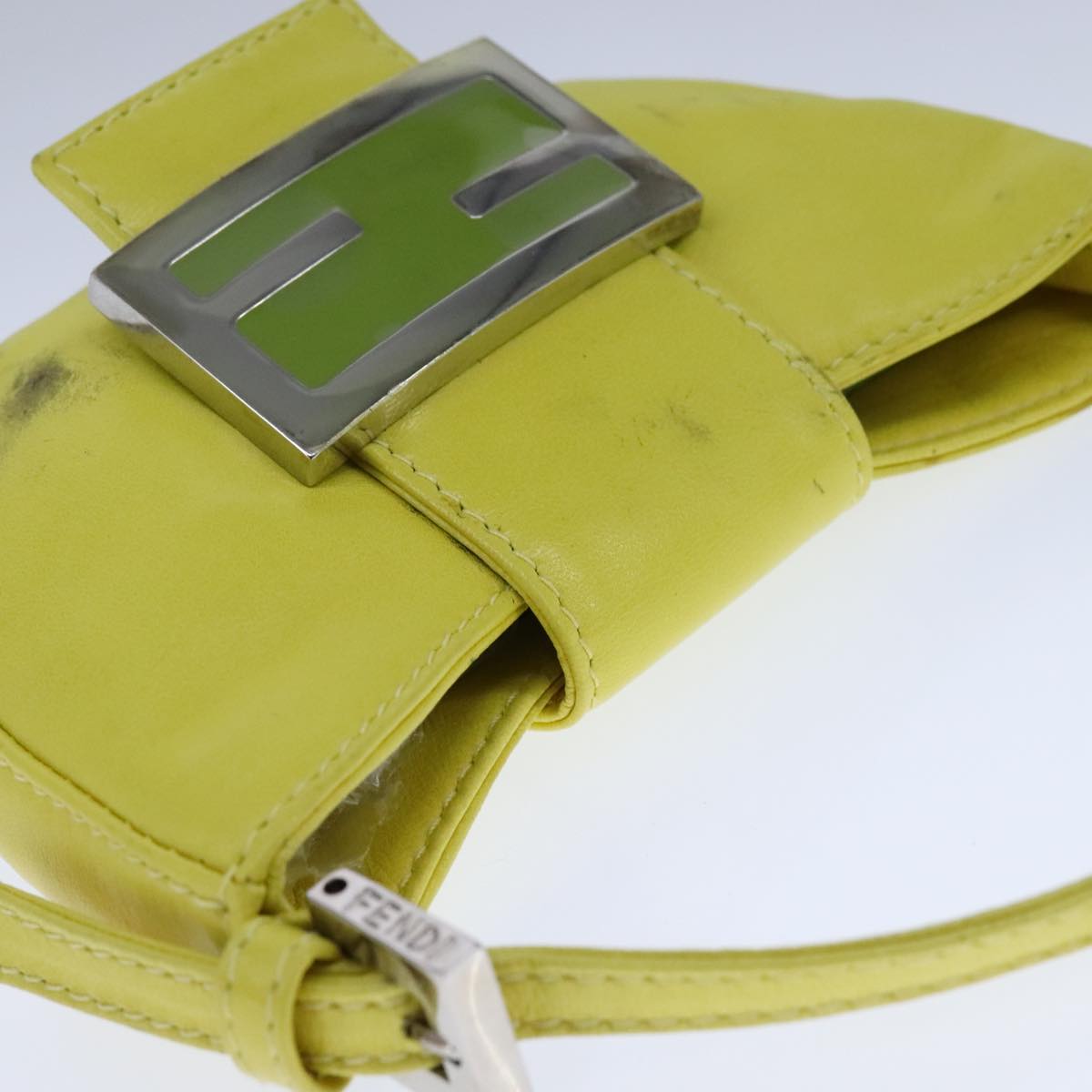 FENDI Mini Croissant Hand Bag Leather Yellow 104272