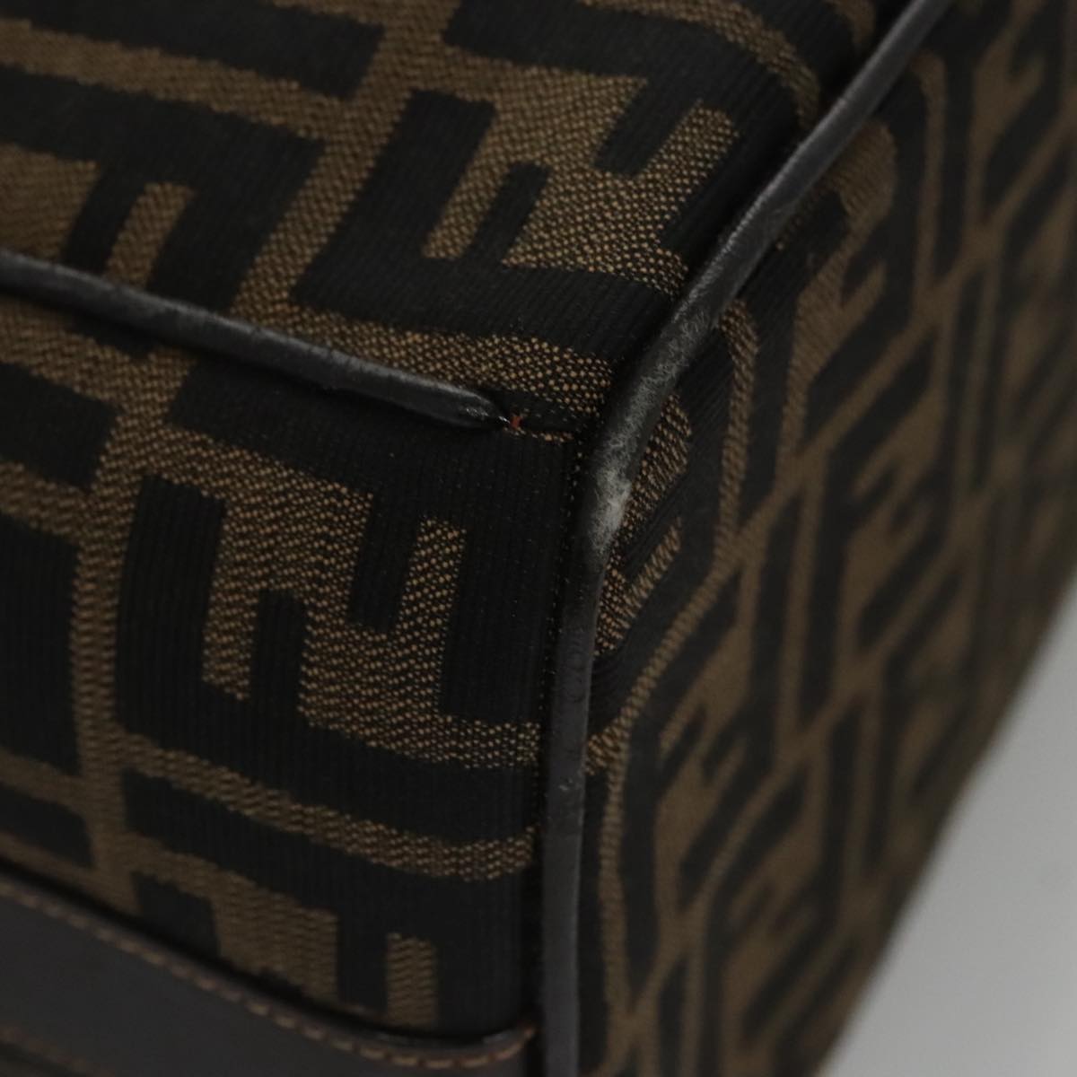 FENDI Zucca Canvas Vanity Pouch Brown Black gold 104284