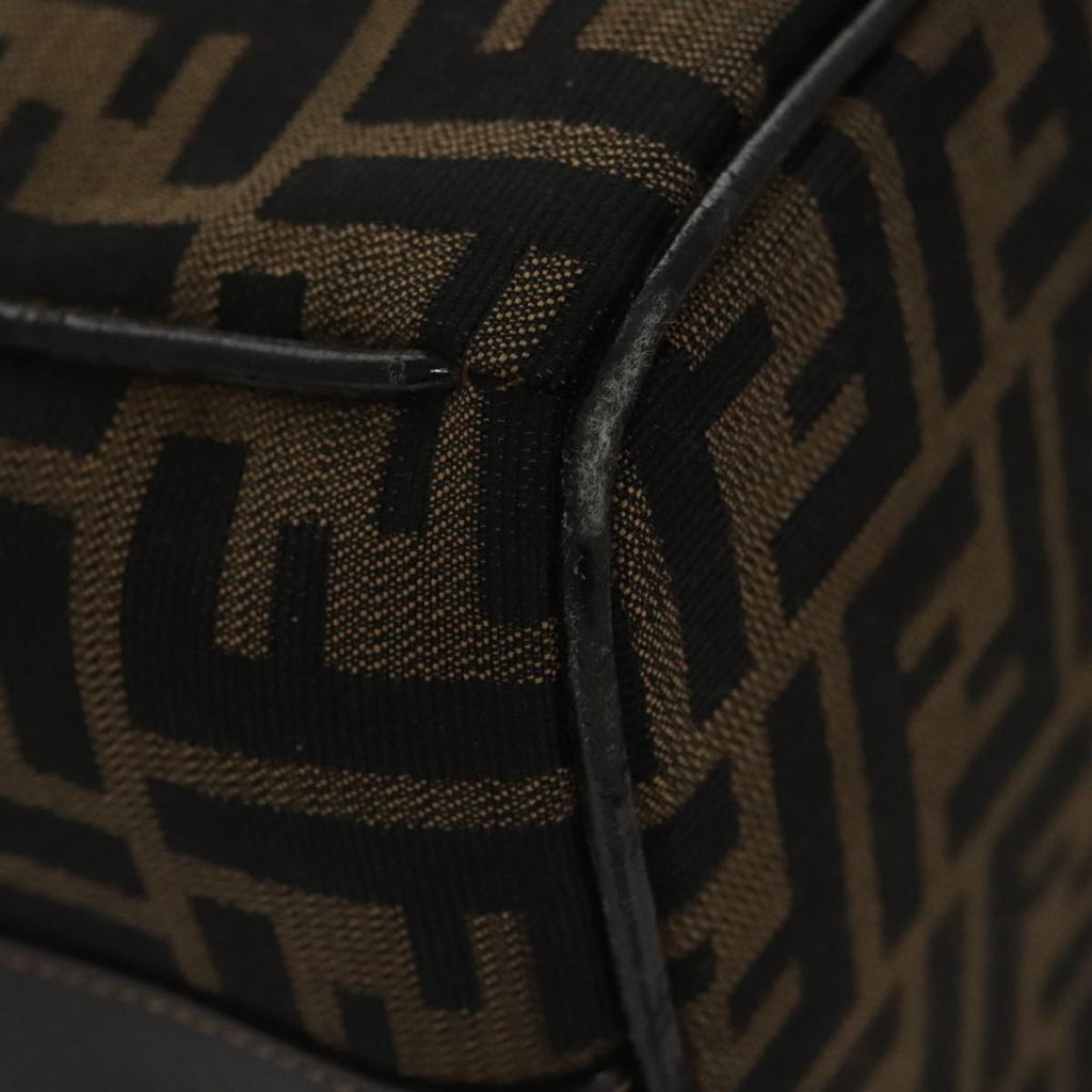 FENDI Zucca Canvas Vanity Pouch Brown Black gold 104284
