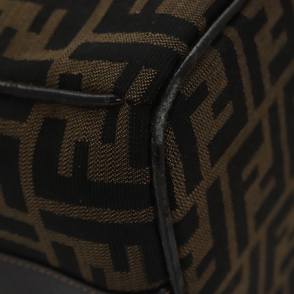 FENDI Zucca Canvas Vanity Pouch Brown Black gold 104284