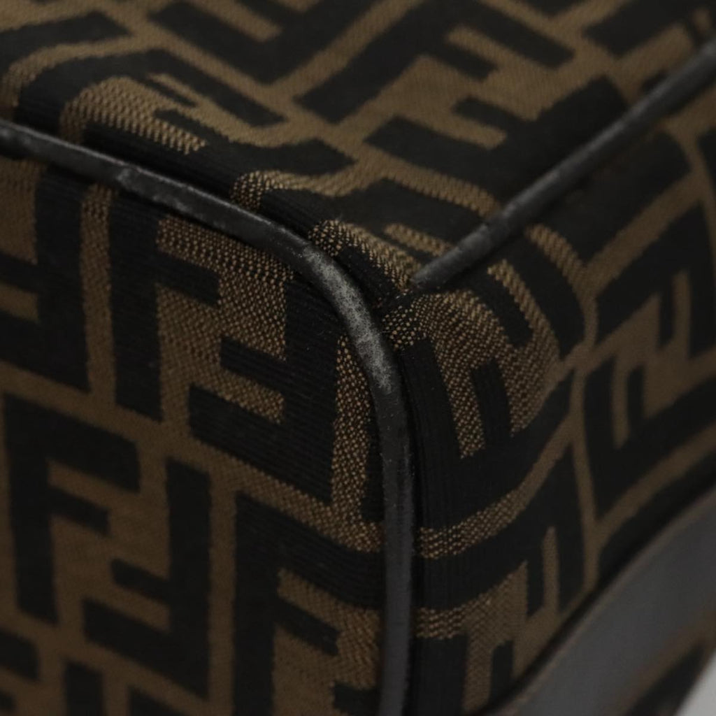 FENDI Zucca Canvas Vanity Pouch Brown Black gold 104284