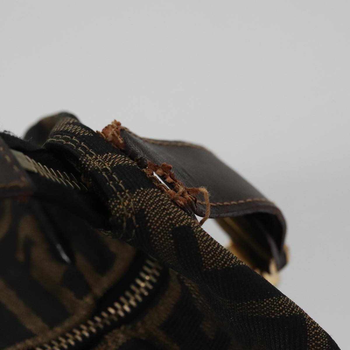 FENDI Zucca Canvas Vanity Pouch Brown Black gold 104284