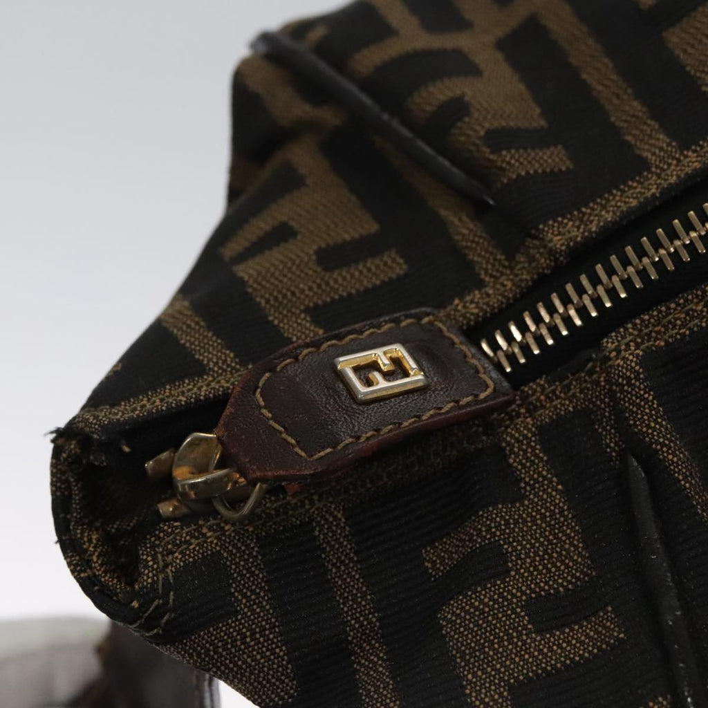 FENDI Zucca Canvas Vanity Pouch Brown Black gold 104284