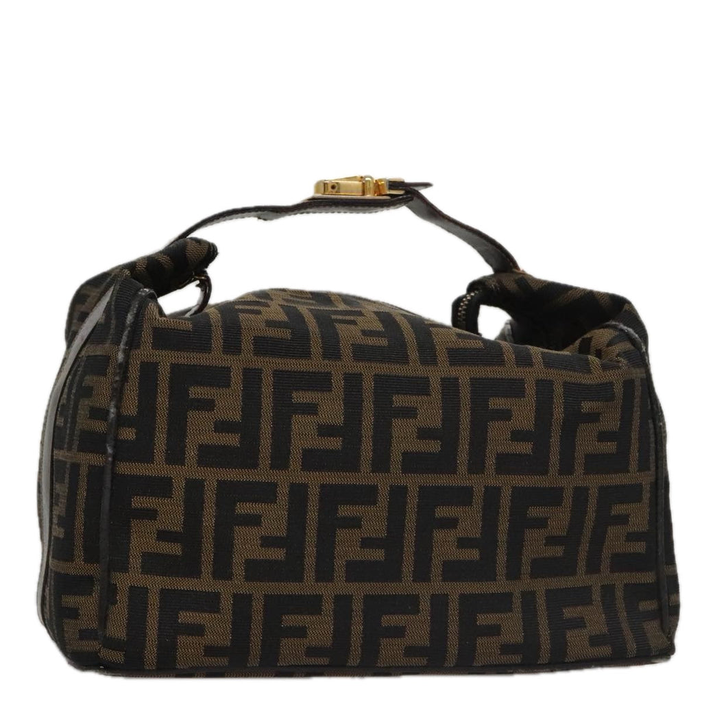 FENDI Zucca Canvas Vanity Pouch Brown Black gold 104284