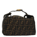 FENDI Zucca Canvas Vanity Pouch Brown Black gold 104284