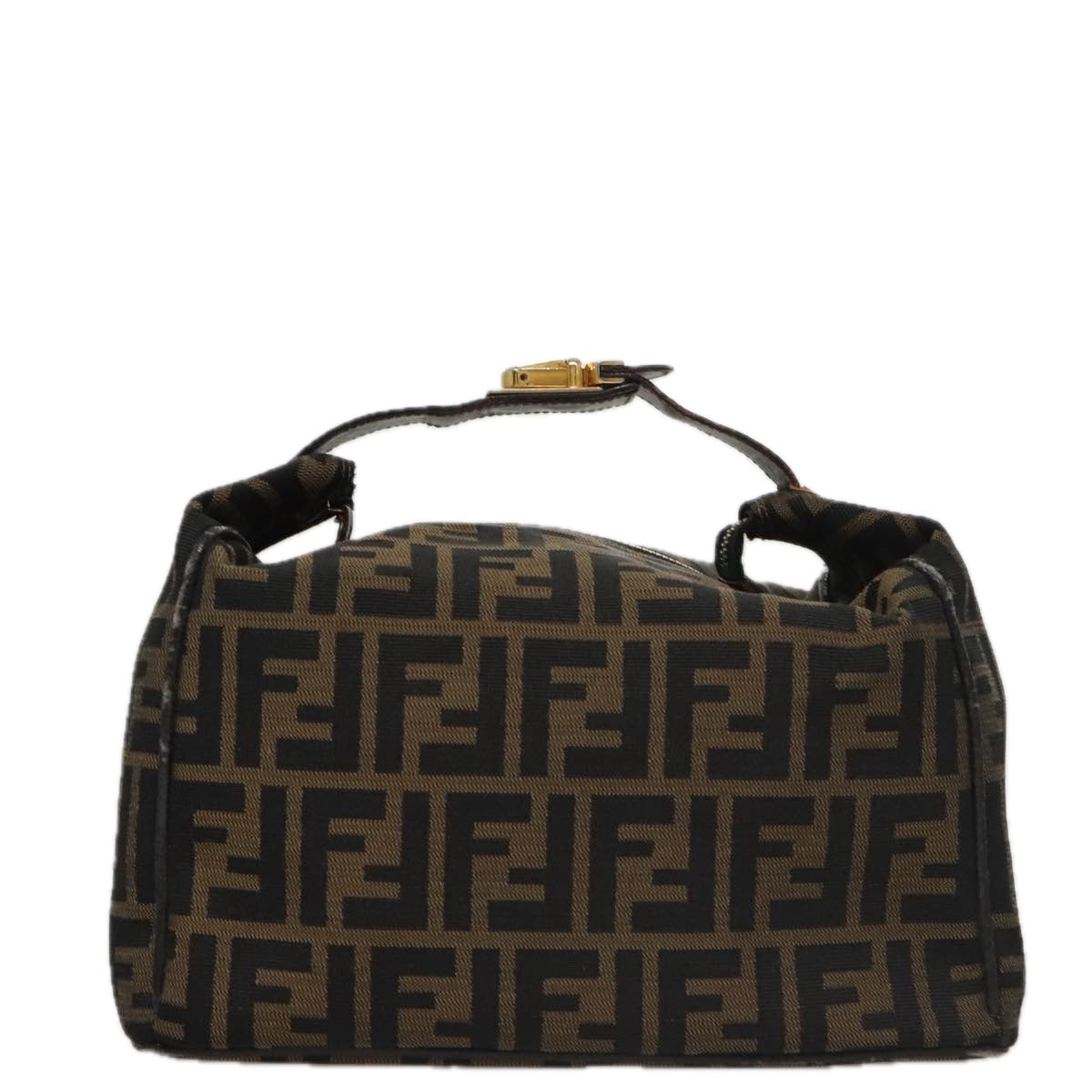 FENDI Zucca Canvas Vanity Pouch Brown Black gold 104284