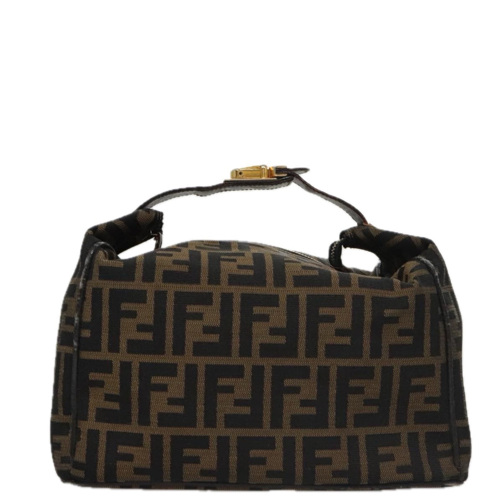 FENDI Zucca Canvas Vanity Pouch Brown Black gold 104284
