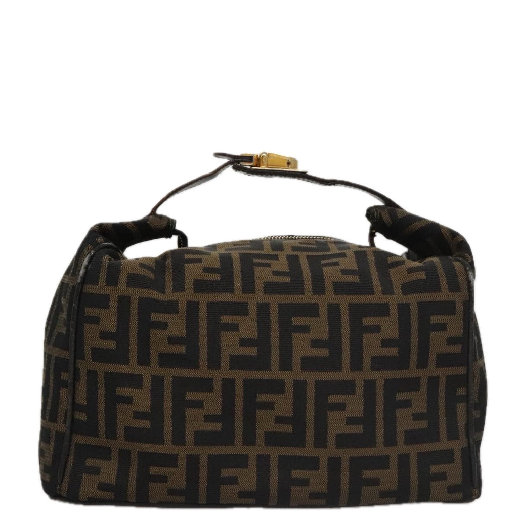 FENDI Zucca Canvas Vanity Pouch Brown Black gold 104284