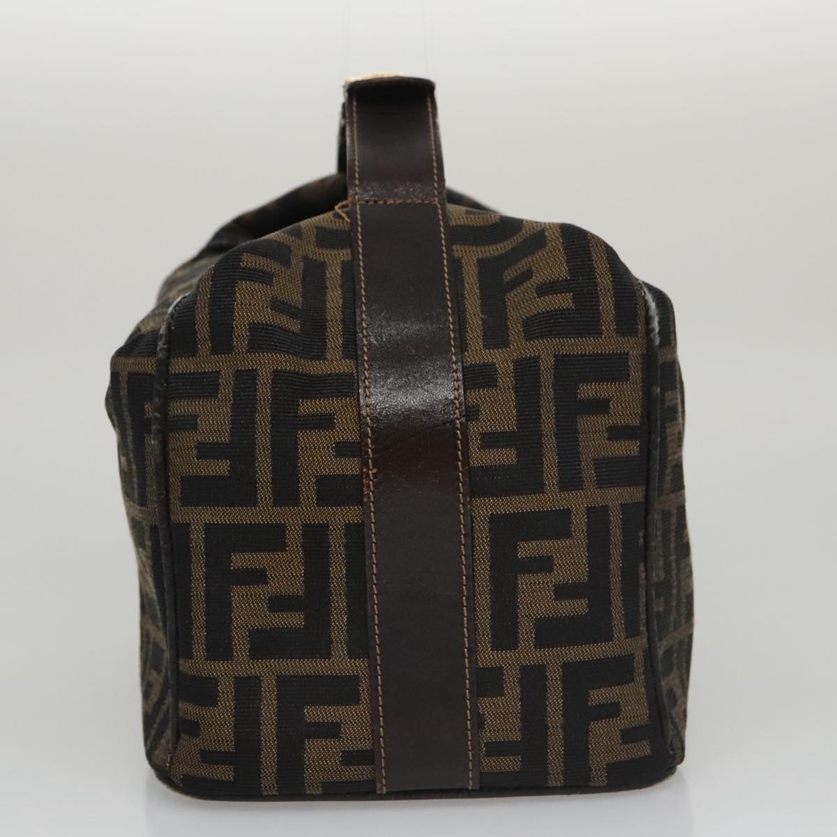 FENDI Zucca Canvas Vanity Pouch Brown Black gold 104284